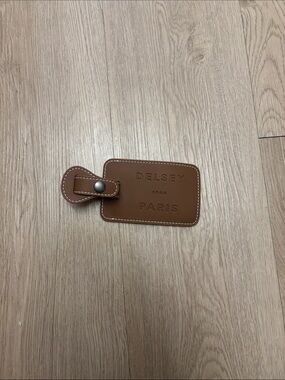 Delsey luggage tag  Brown Leather Delsey Paris Luggage Tag
